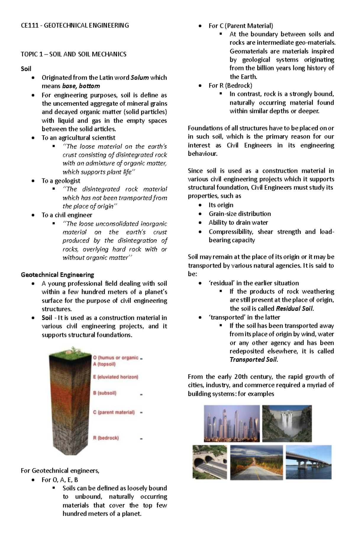 CE111 Topic 1 Reviewer: Soil Mechanics and Geotechnical Engineering ...