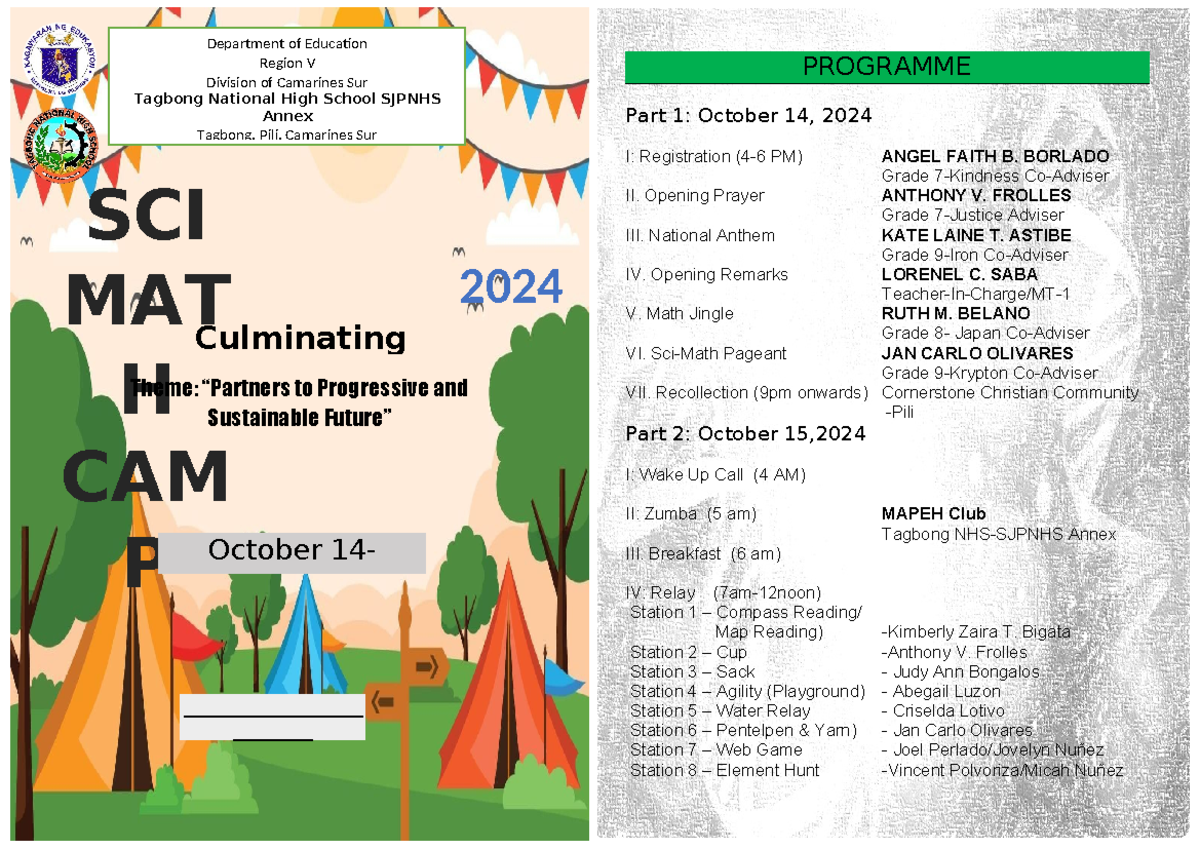 Math Sci Program and Invitation - PROGRAMME Part 1: October 14, 2024 I ...