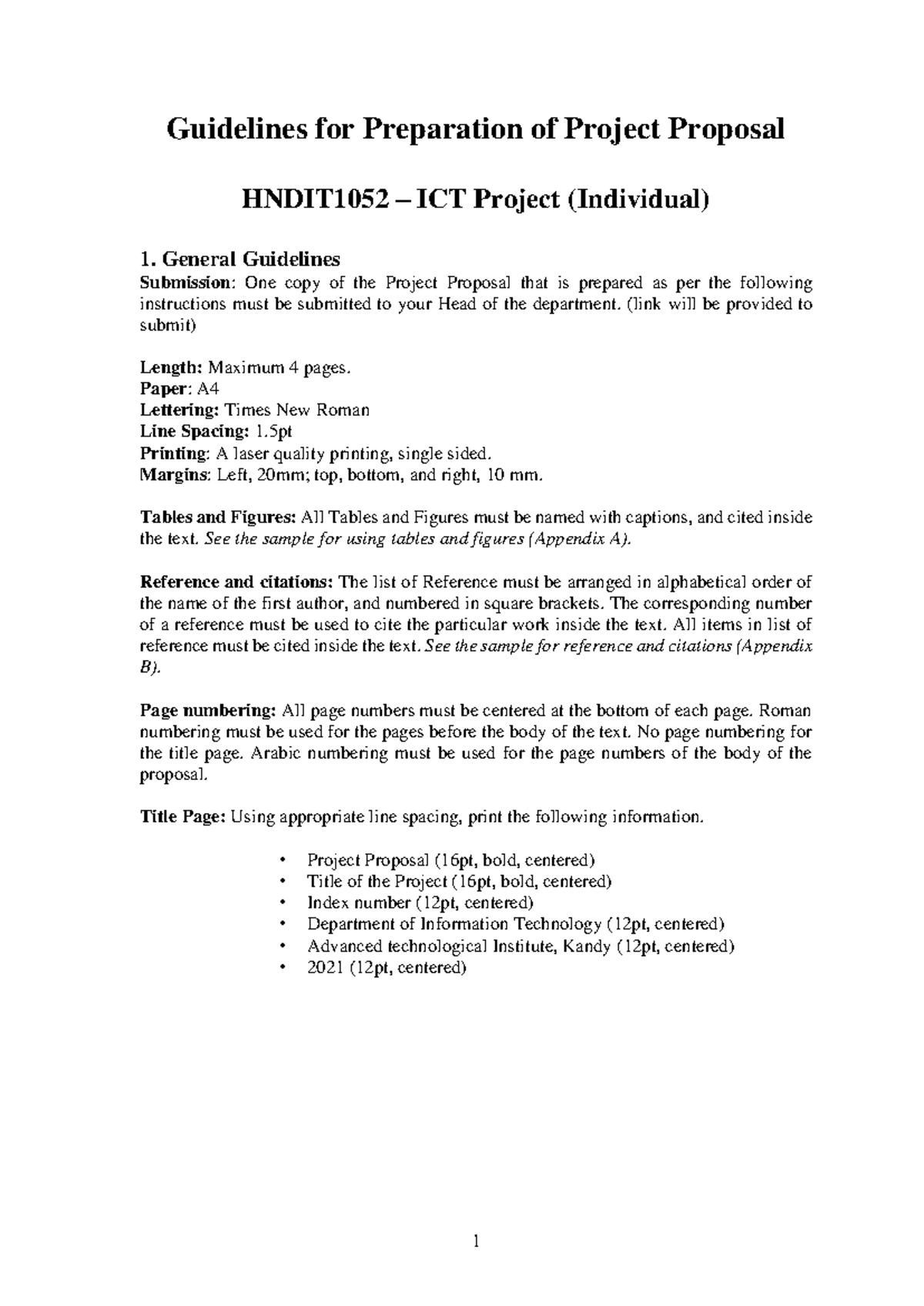 HNDIT1052 - ICT Project Proposal Format Guidelines (Mandatory) - Studocu