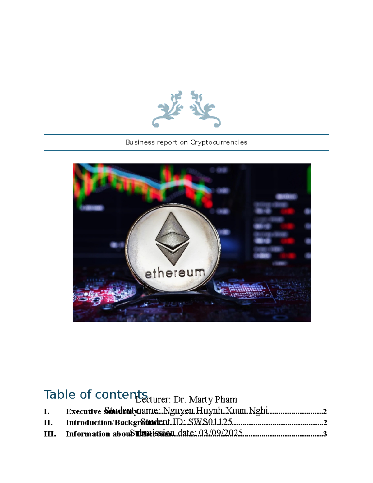 Business Report on Ethereum: Analysis, Trends, and Future Prospects (FIN 2)  - Studocu