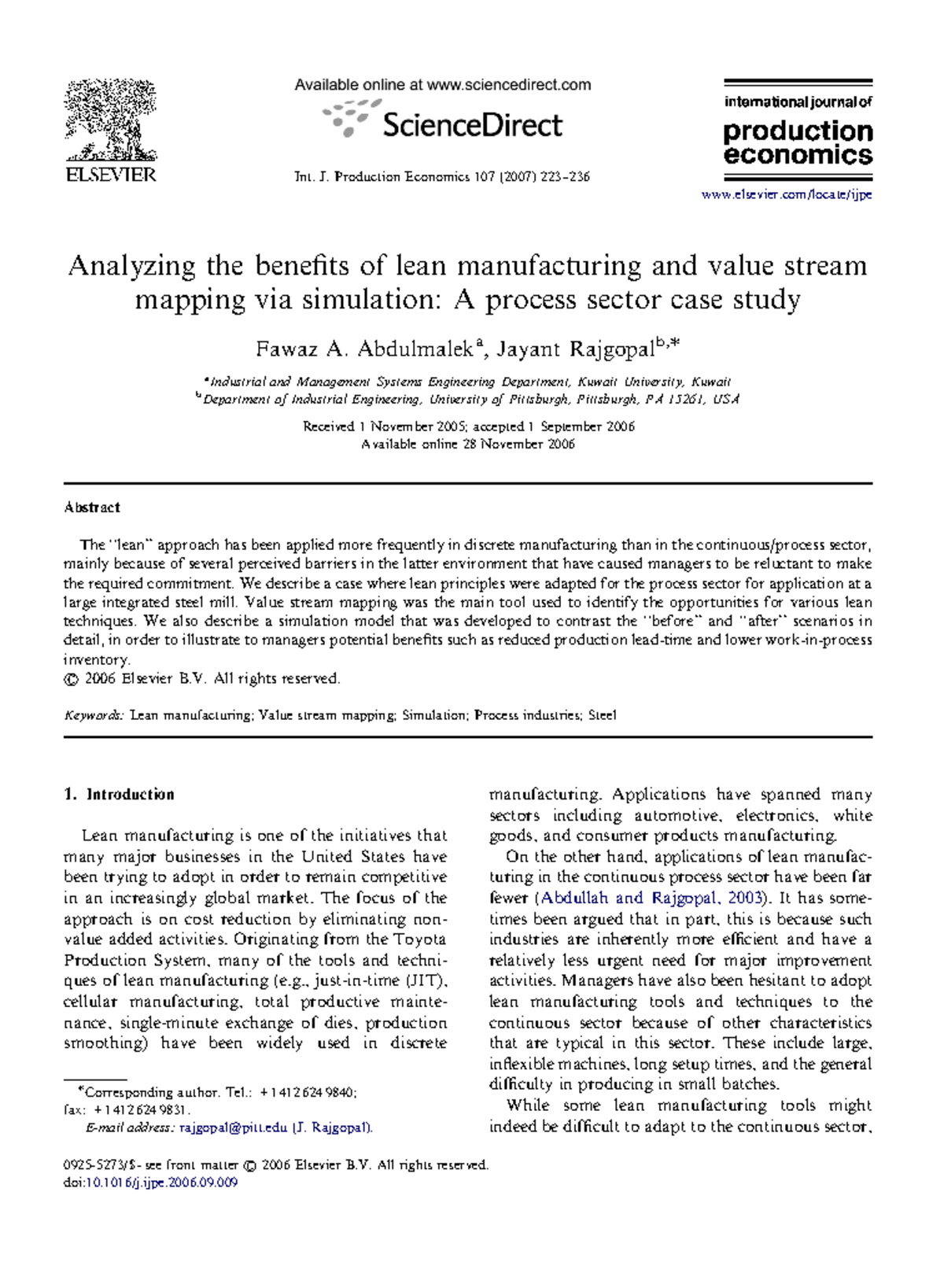 Analyzing the benefits of lean manufacturing and value stream mapping ...