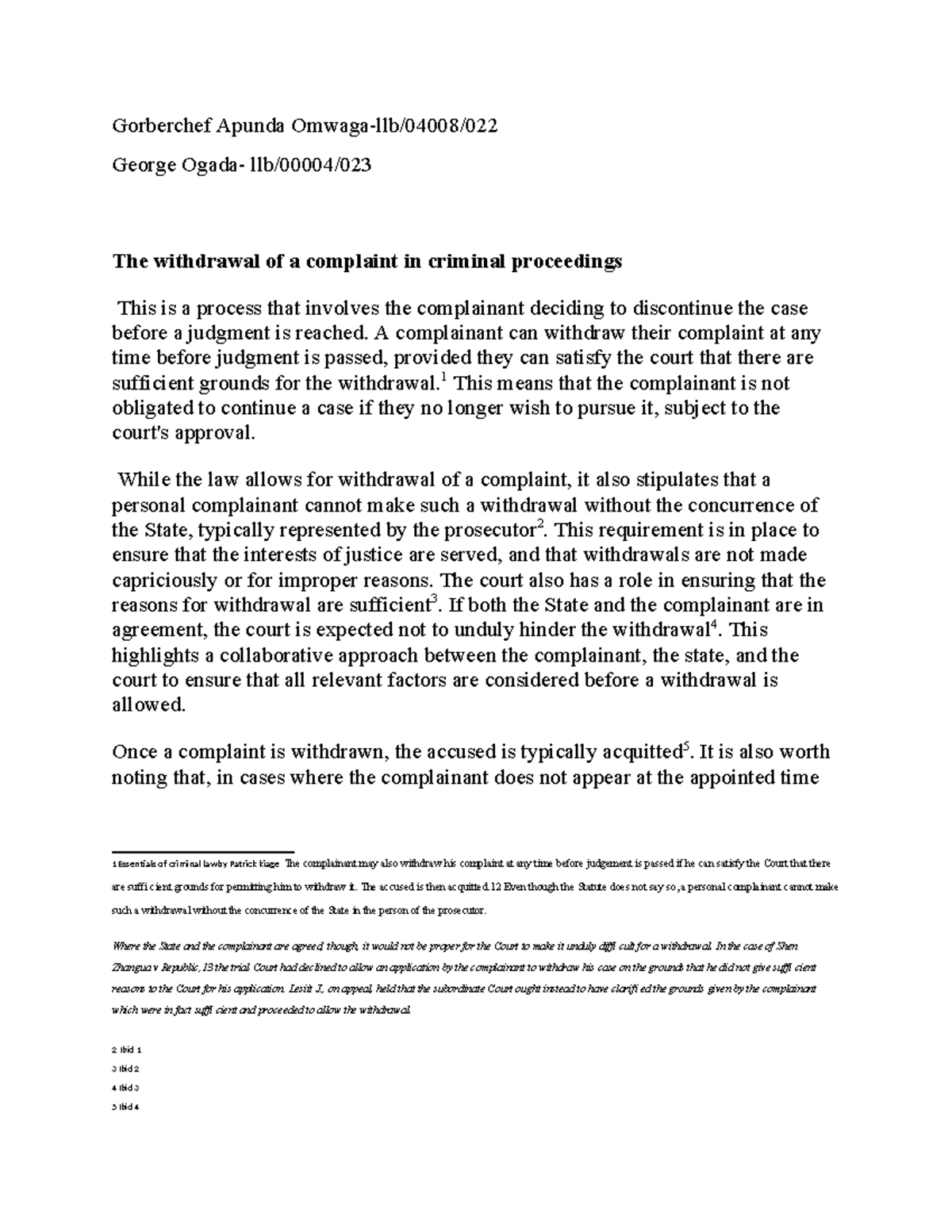The withdrawal of a complaint in criminal proceedings - Gorberchef ...