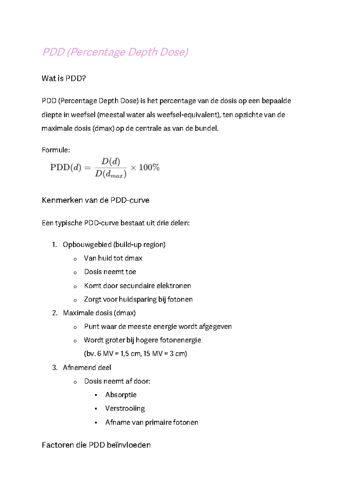 PDD en Dwarsprofielen in RT: Basiskennis en Toepassingen - Studeersnel