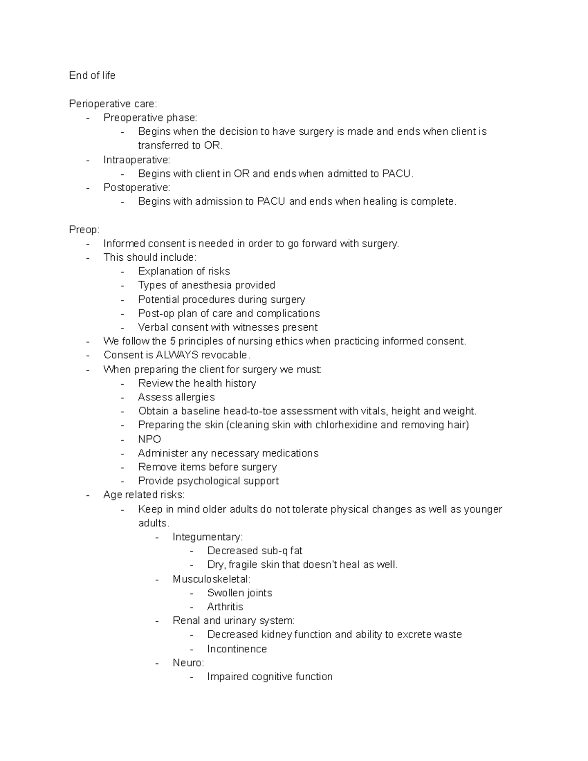 NR 342 End of Life Perioperative Care: Phases & Nursing Considerations ...