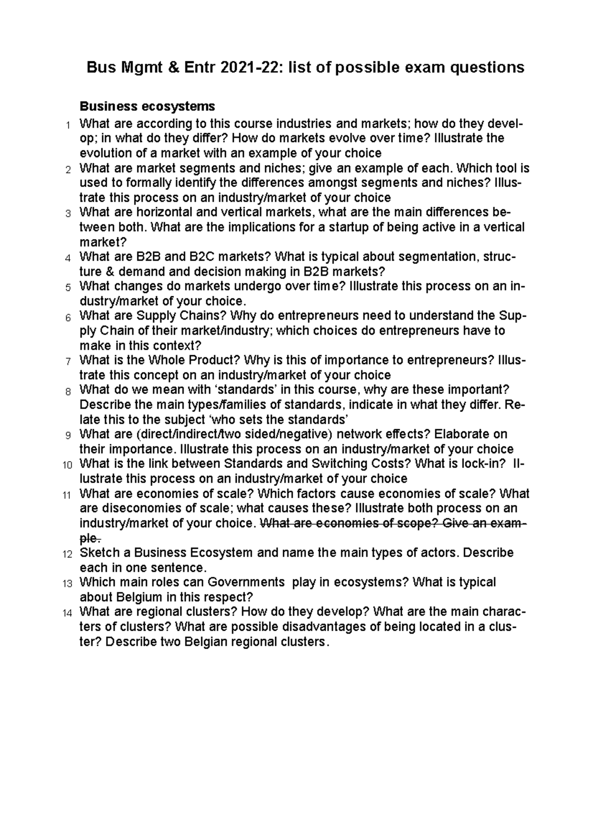 99 sample exam questions 2021 - Bus Mgmt & Entr 2021-22: list of ...