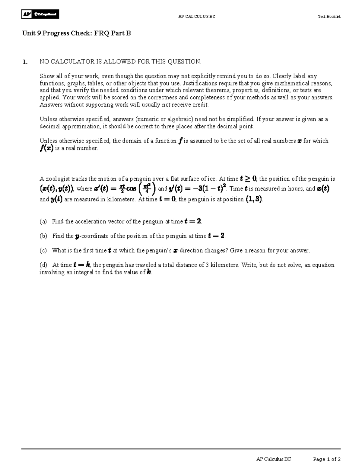 AP CALCULUS BC Unit 9 Progress Check: FRQ Part B Analysis - Studocu
