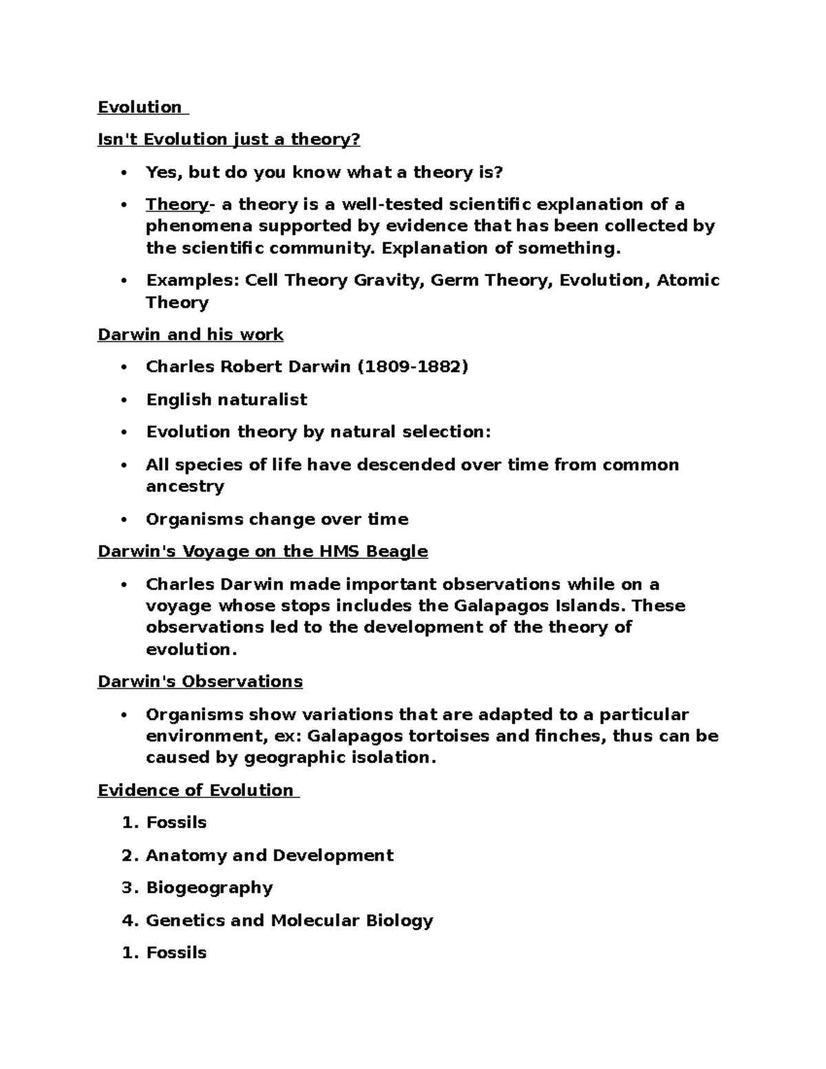 Evolutionary Theory: Exploring Evidence and Mechanisms of Nat ...