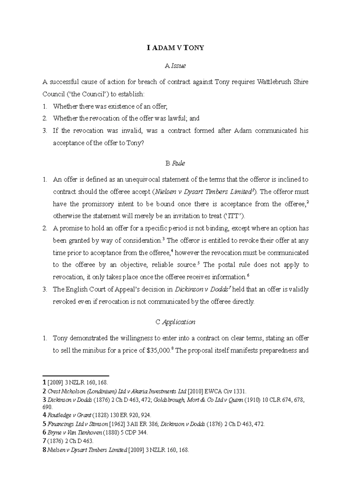 Contracts Law Assignment: Analysis of Offer, Consideration & Estoppel ...
