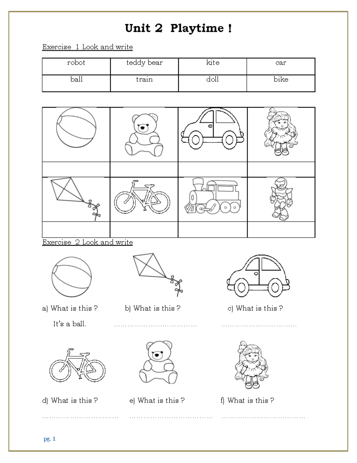 Unit 2 Playtime! Exercises on Toys and Descriptions - Studocu