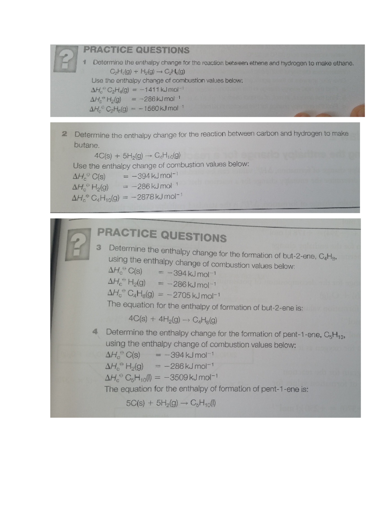 Enthalpy Of Reaction Practice Problems