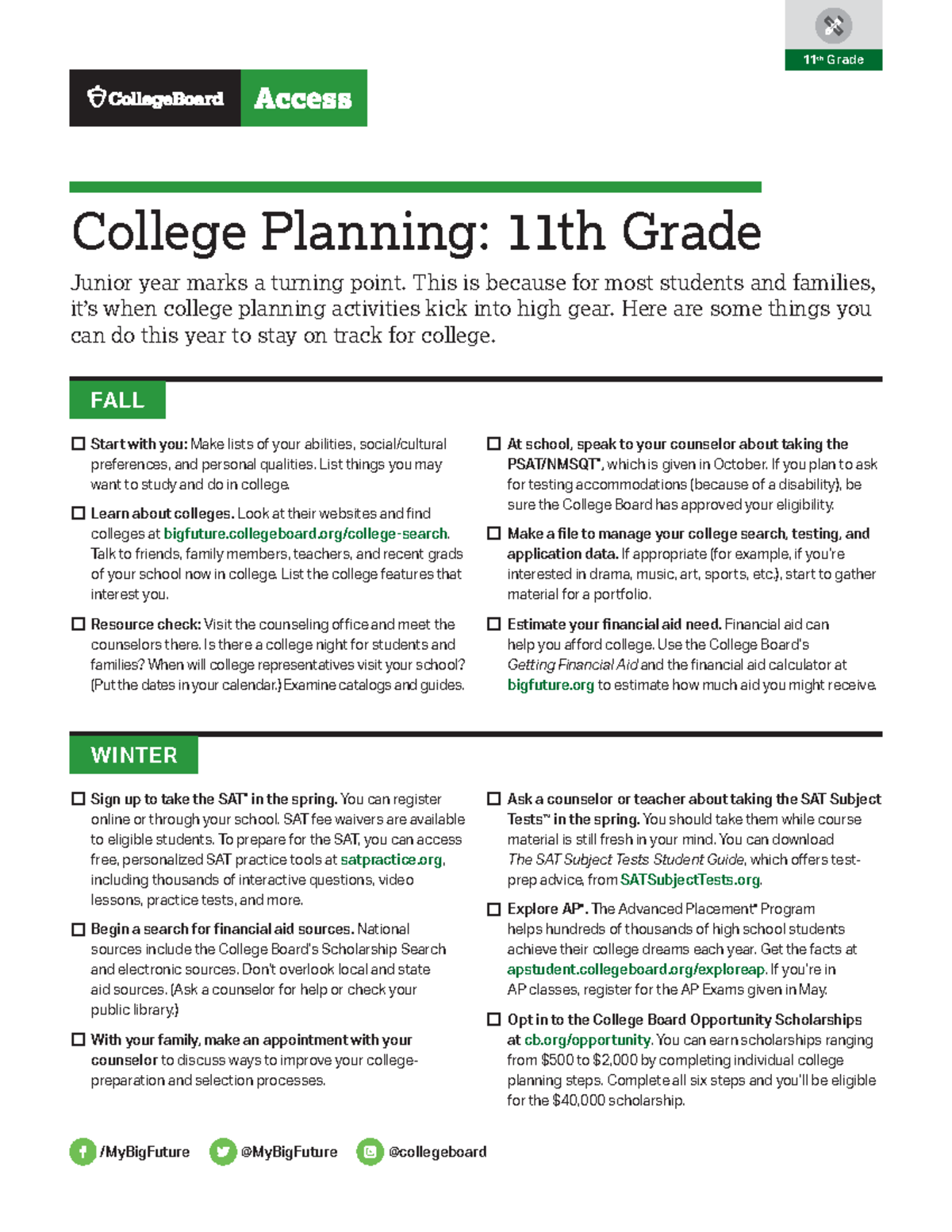 College Planning Guide for 11th Graders: A Path to Your Future - Studocu