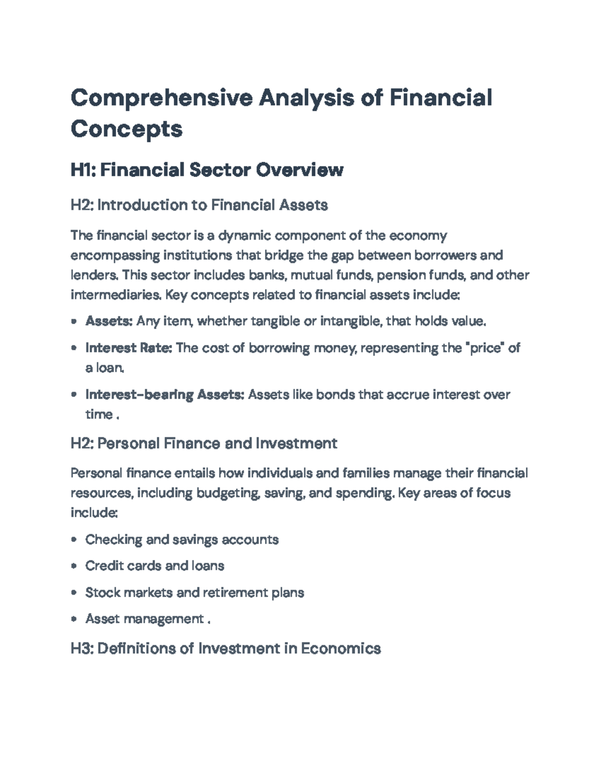 Comprehensive Financial Concepts H1: Money, Interest Rates, and ...