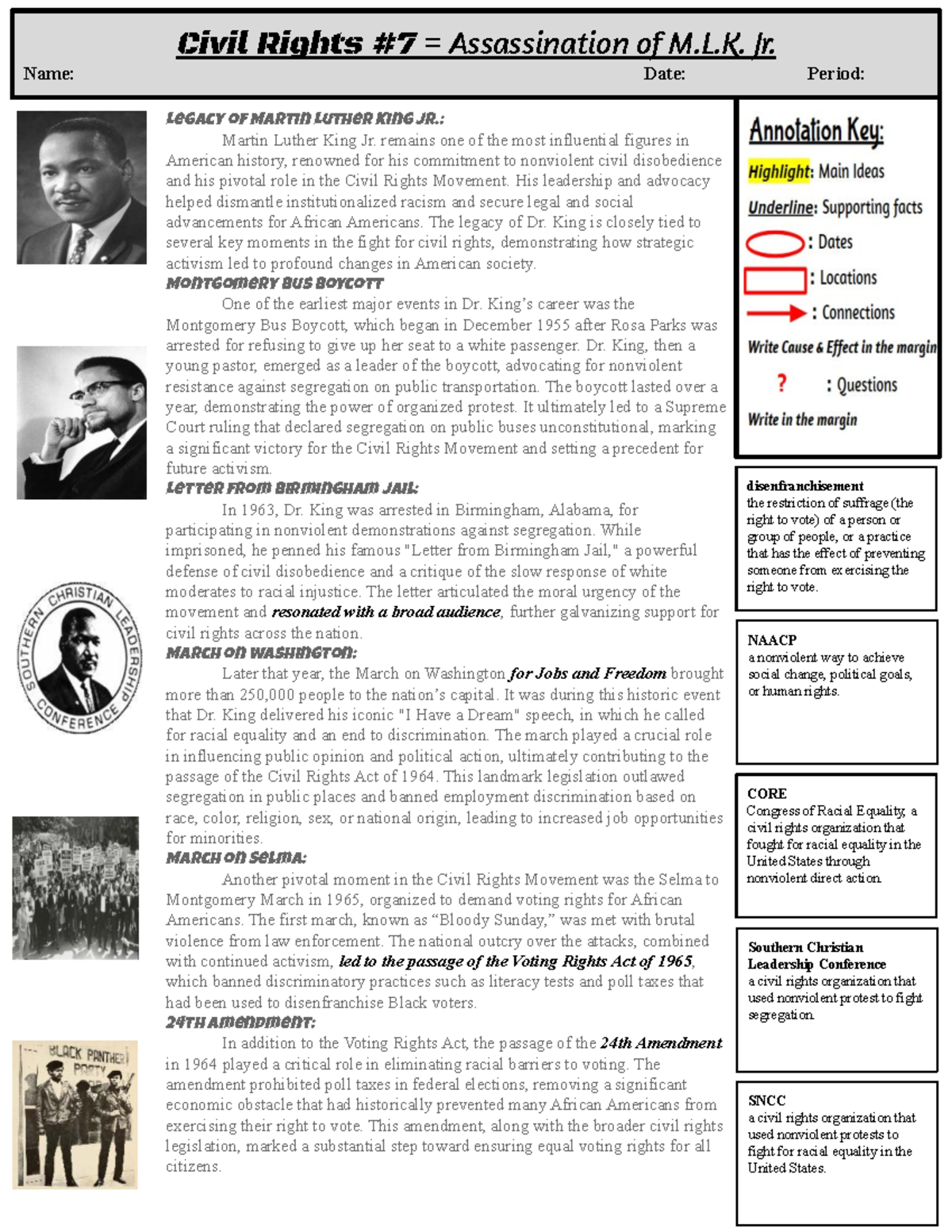 Civil Rights 7 Readings: Legacy of Martin Luther King Jr. - Studocu