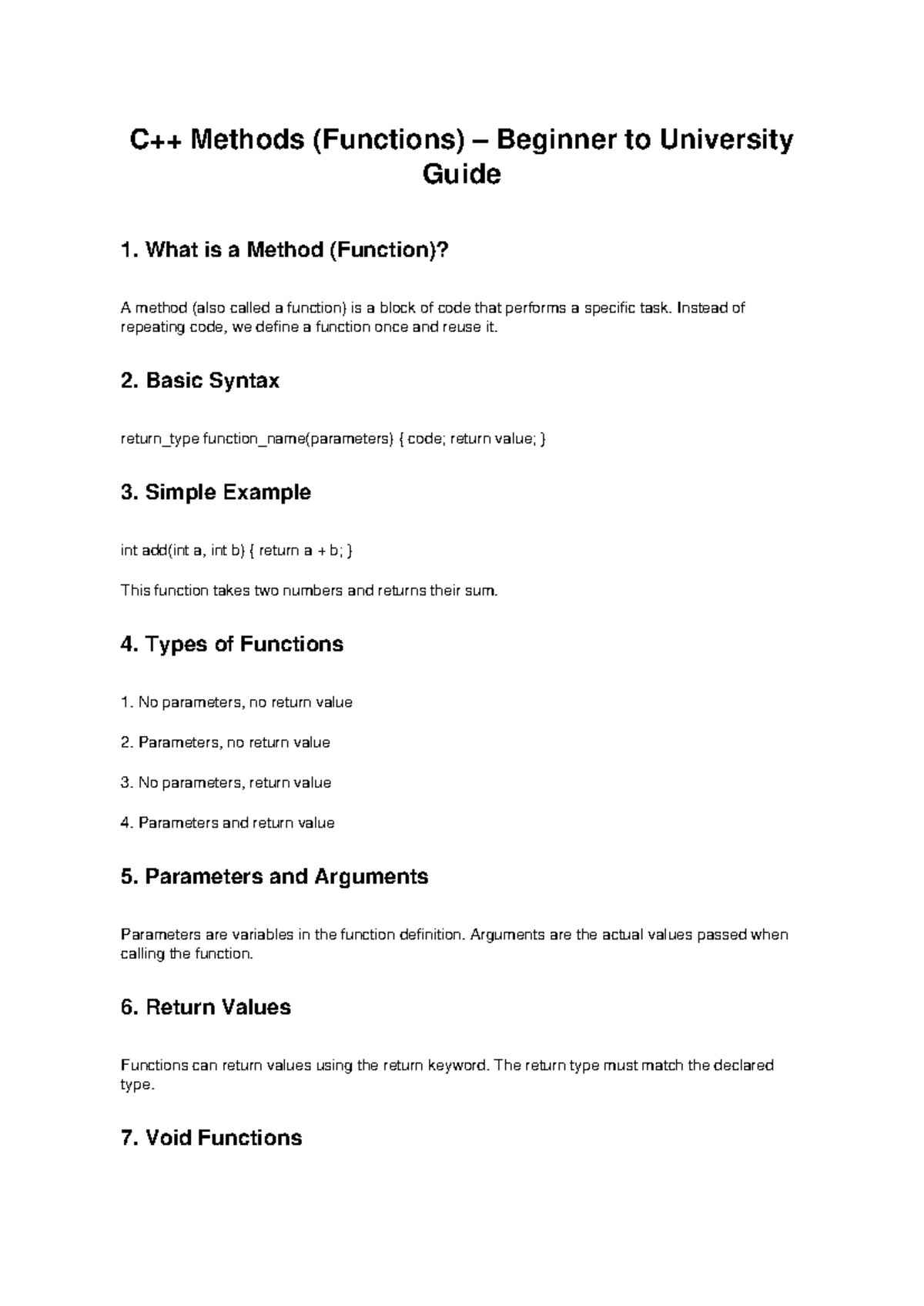 C++ Methods (Functions) Complete Guide for Beginners to University ...