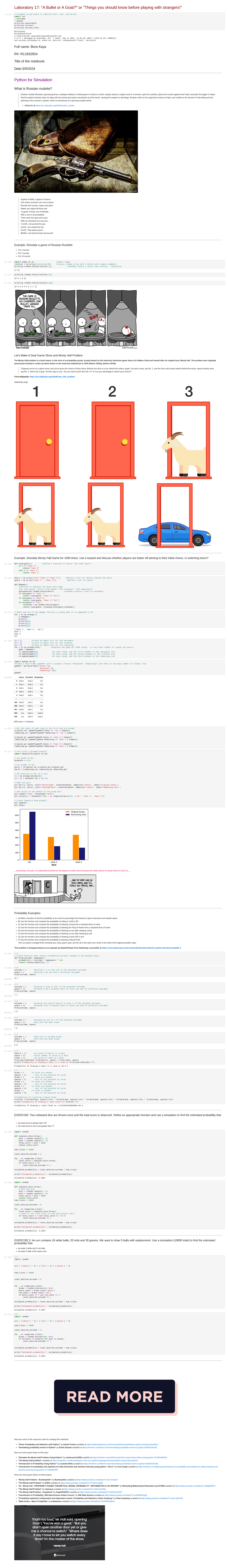 Lab17 - Simulation and Probability Analysis in Python - Studocu