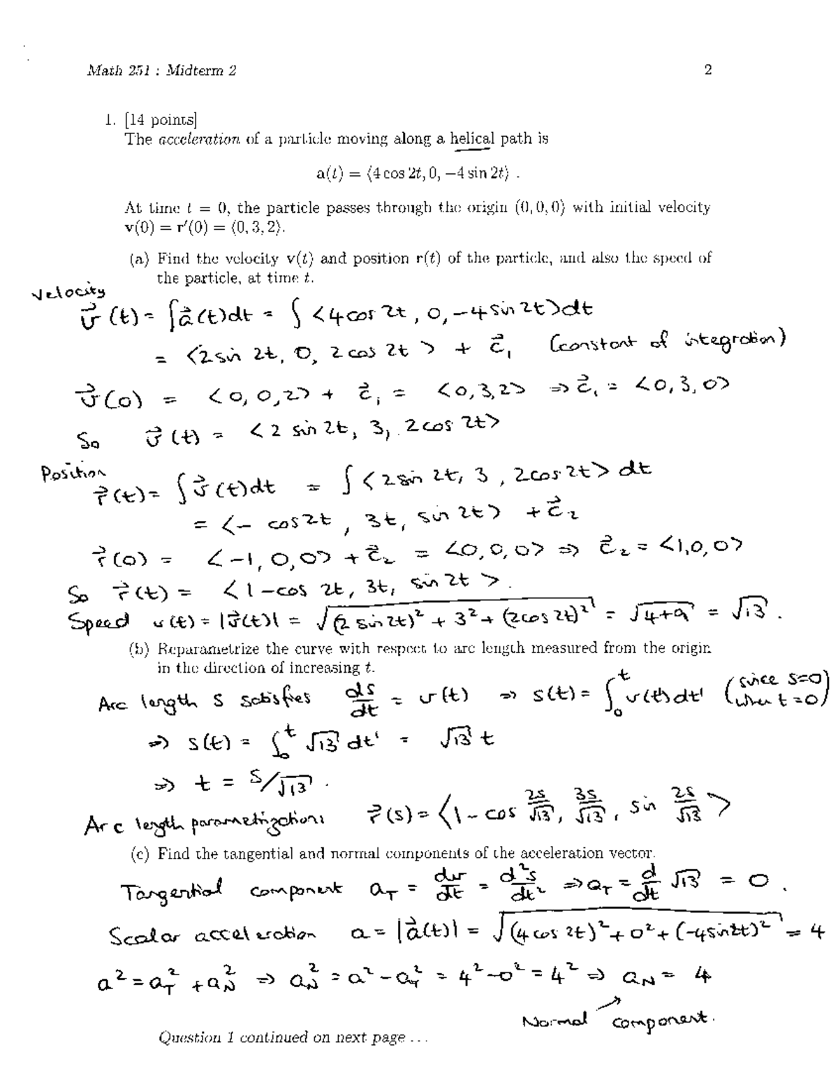 Math 251: Midterm 2 Practice Solutions and Concepts Explained - Studocu