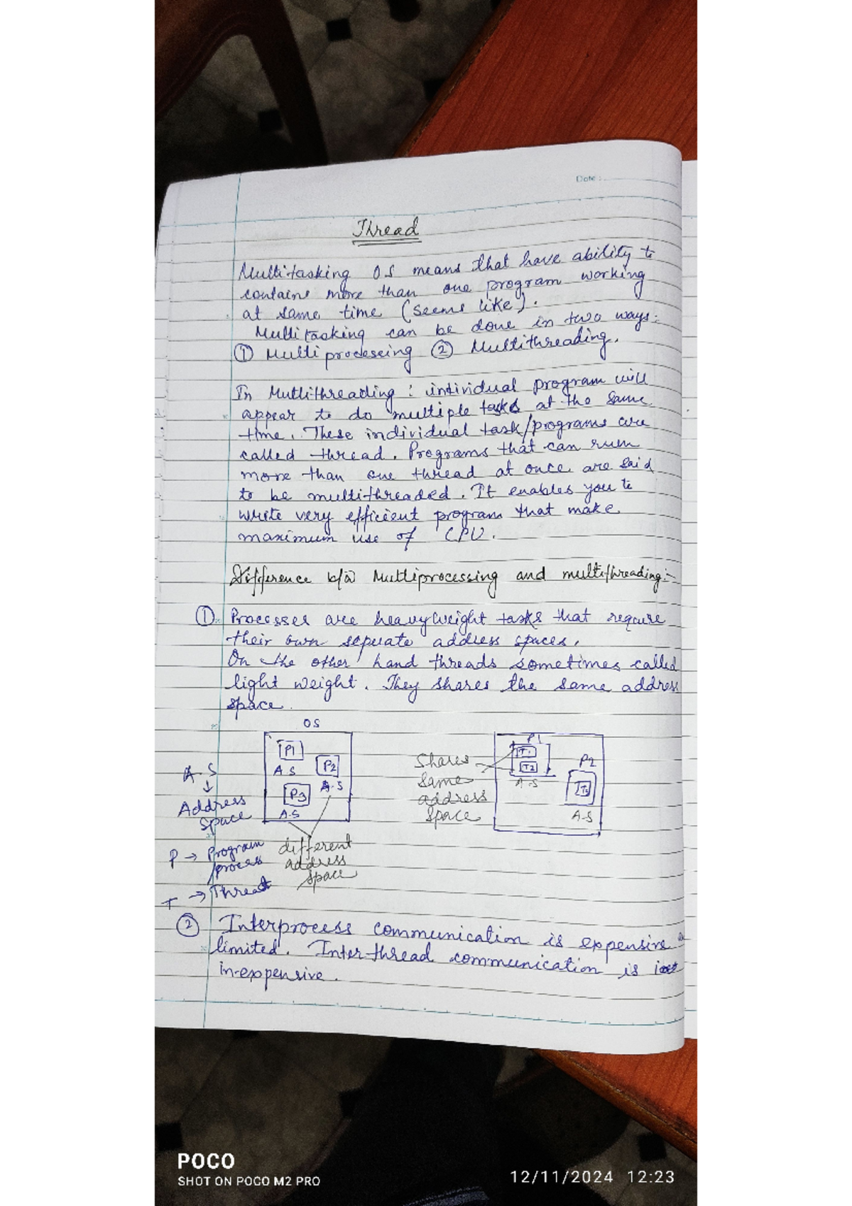 Thread - JAVA - Date : Thread Multitasking OS means that have ability t ...