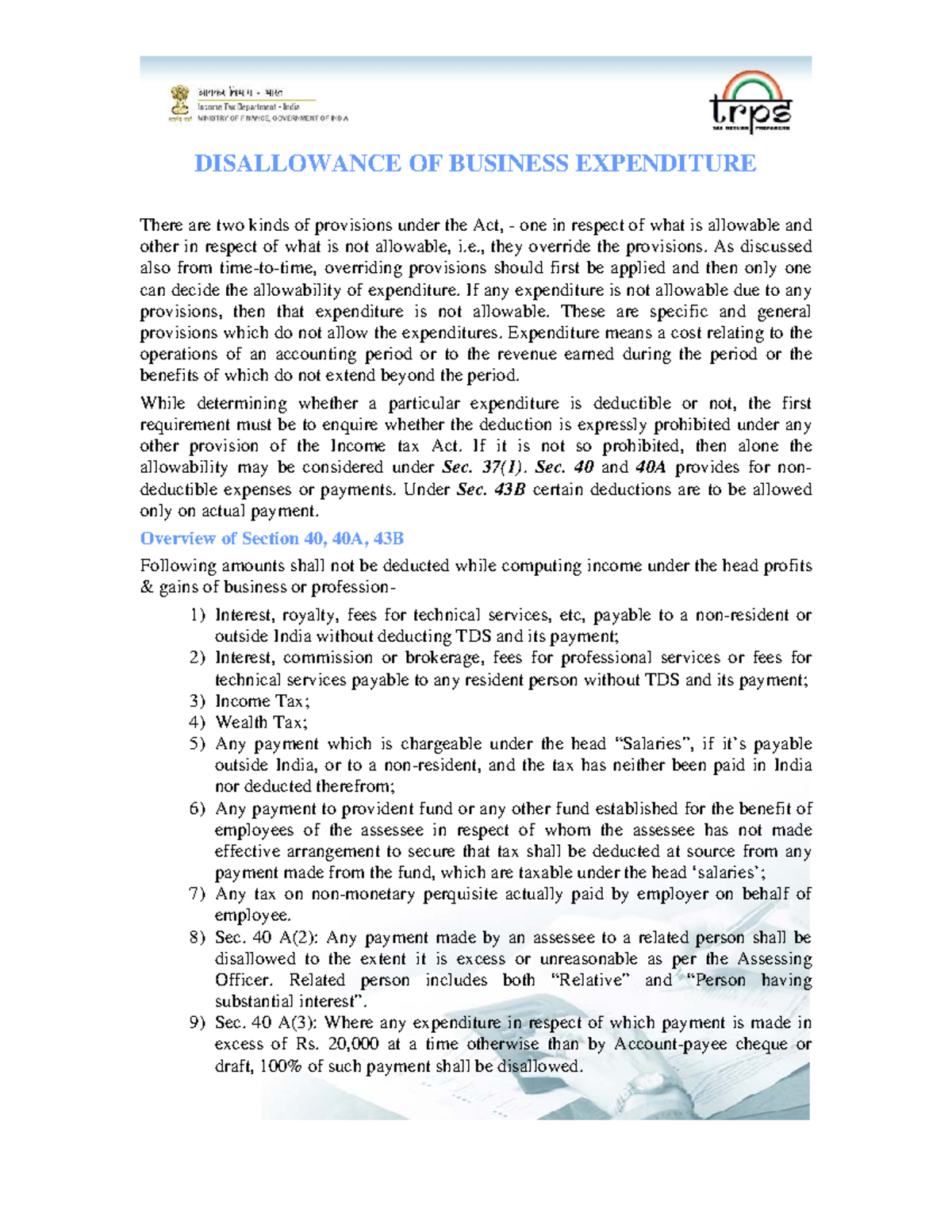 Disallowance of Business Expenditure: Key Provisions and Implications ...