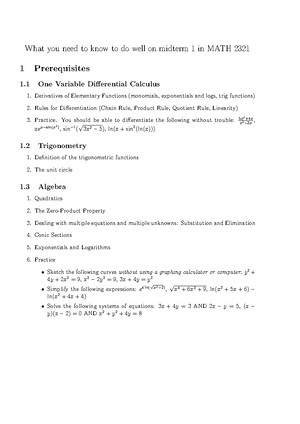 Test1Rev Ans - Practice midterms - Math 2321 Fall 2021 Test 1 Review ...