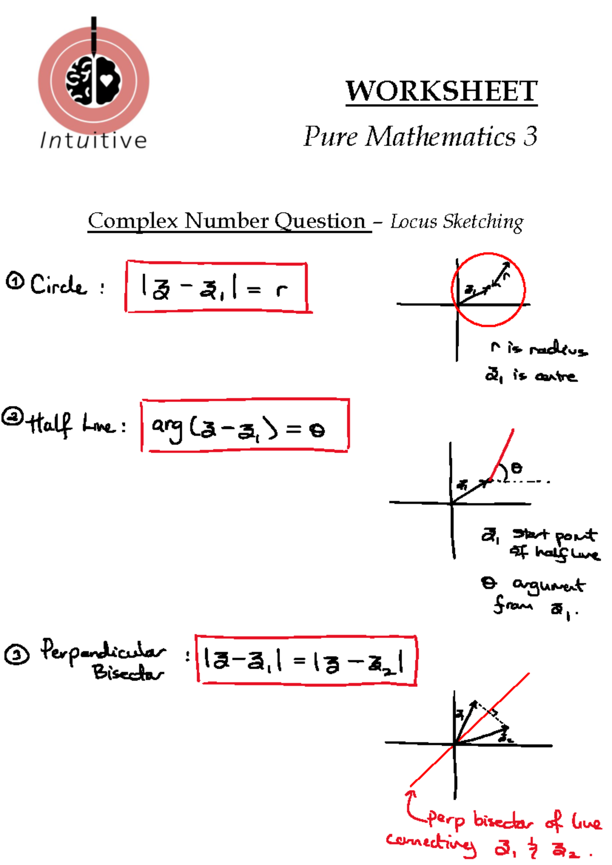 Worksheet - Complex Numbers - Locus Sketching - Mathematics - WORKSHEET ...