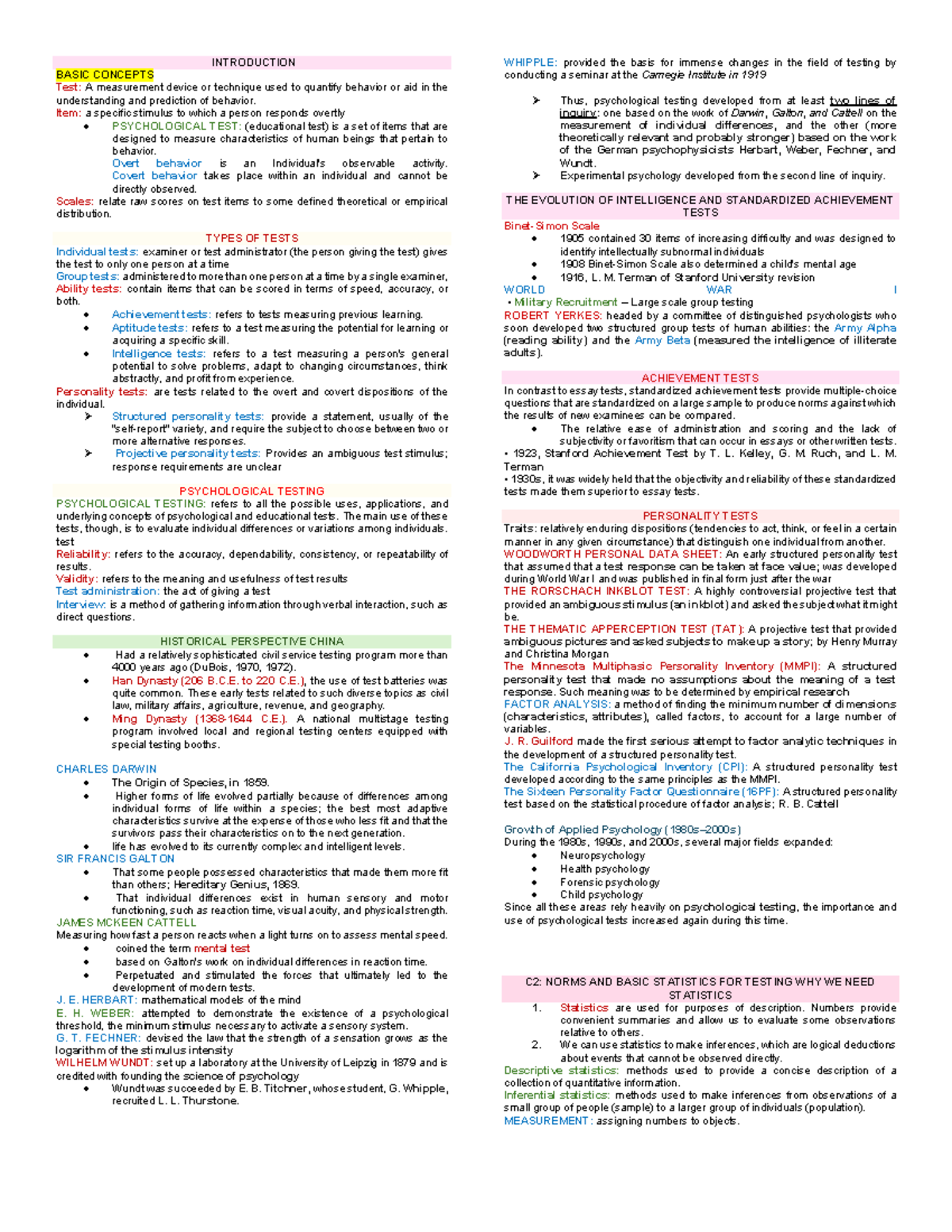 PSY 101: Introduction to Psychological Testing Concepts and History ...