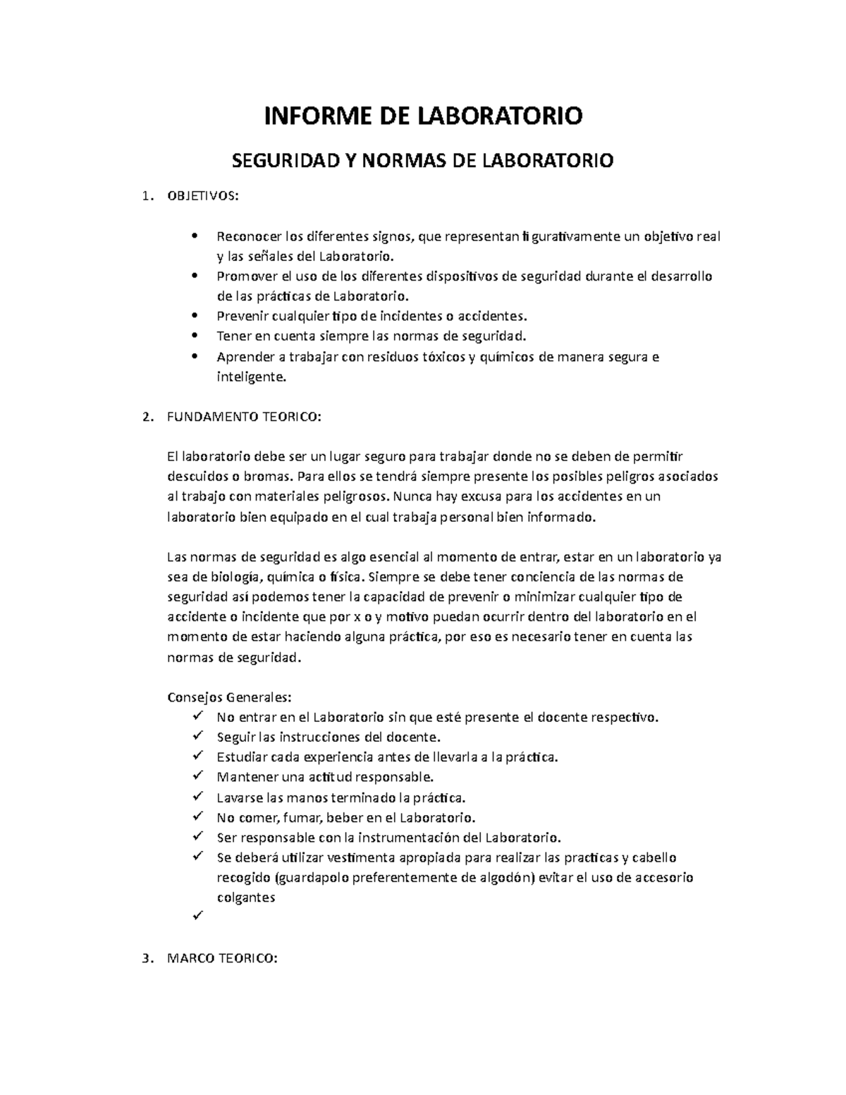Informe Química: Normas de Seguridad en el Laboratorio - Document Preview