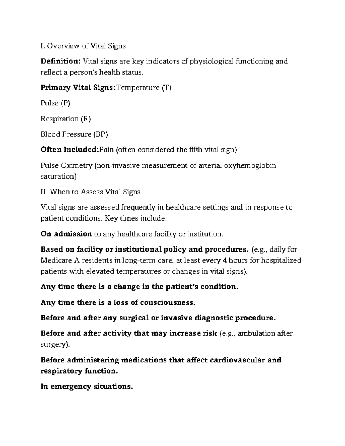 Vital Signs Overview and Assessment Guidelines (NURS 101) - Studocu