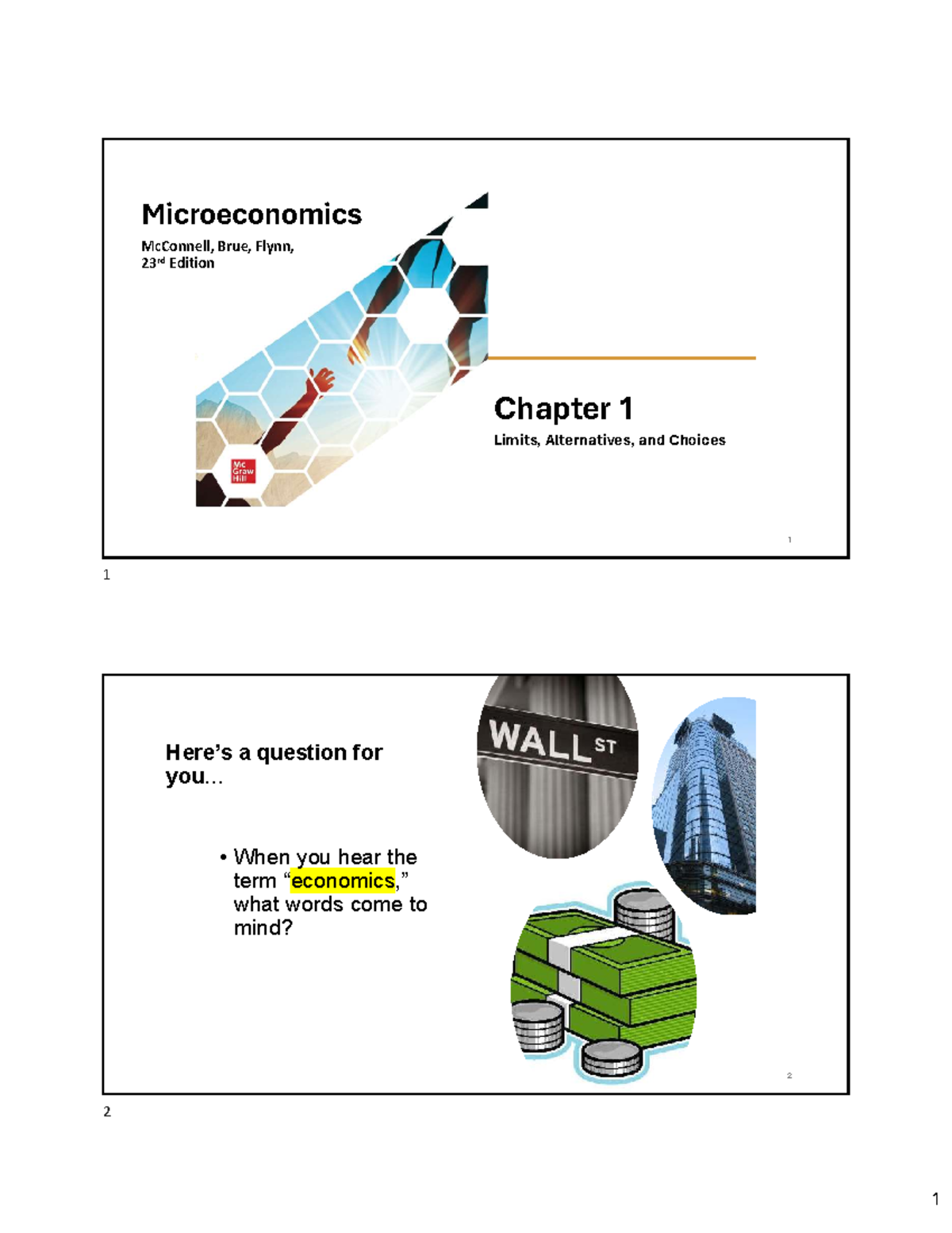Microeconomics ECON 101: Chapter 1 - Limits, Alternatives, and Choices ...