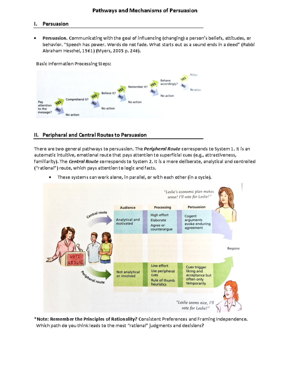 PSY 101: Handout on Pathways and Mechanisms of Persuasion - Studocu