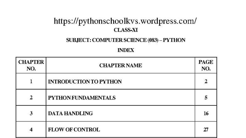 Python Notes for Class XI CS (083): Comprehensive Guide - Studocu