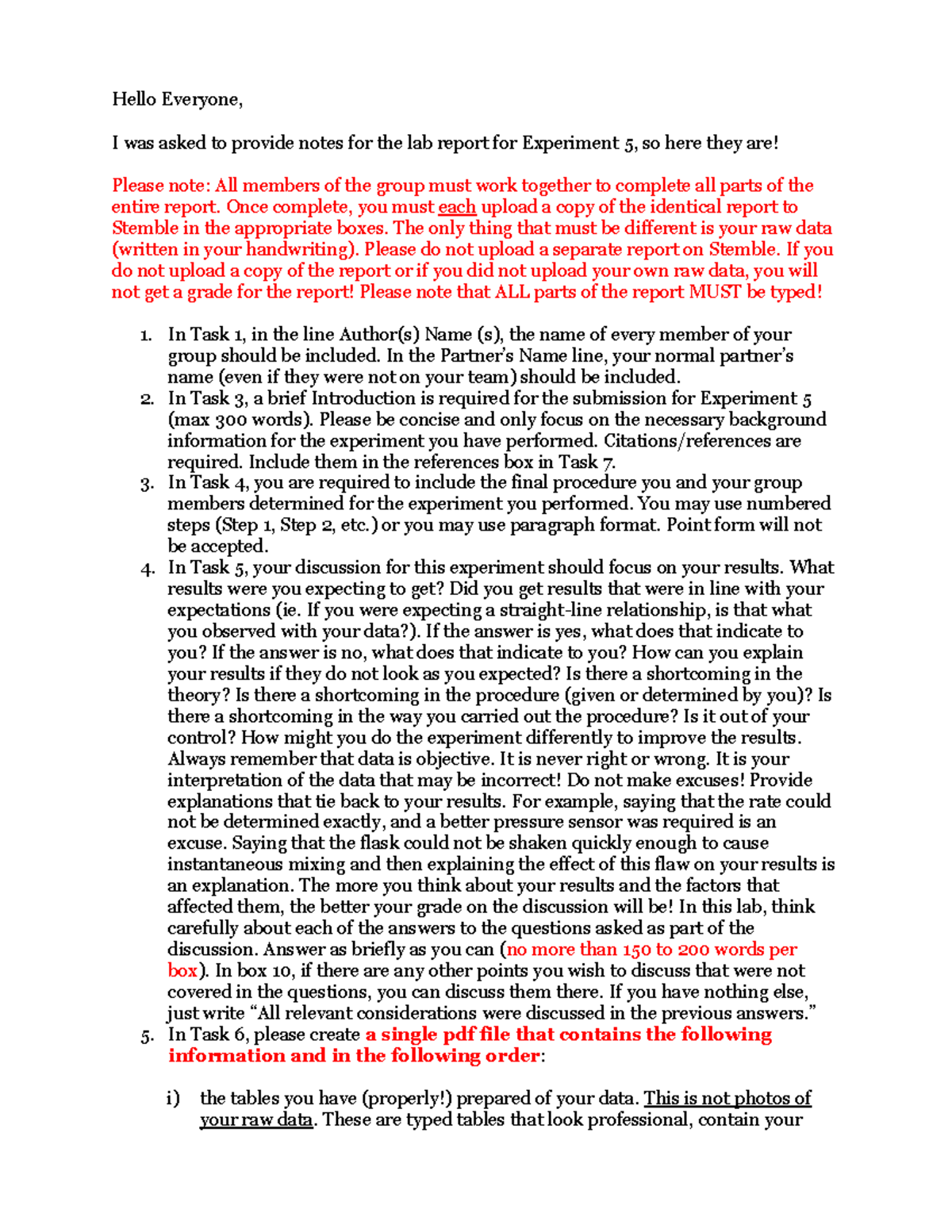 Experiment 5 Lab Report Notes for 233 Students - Studocu