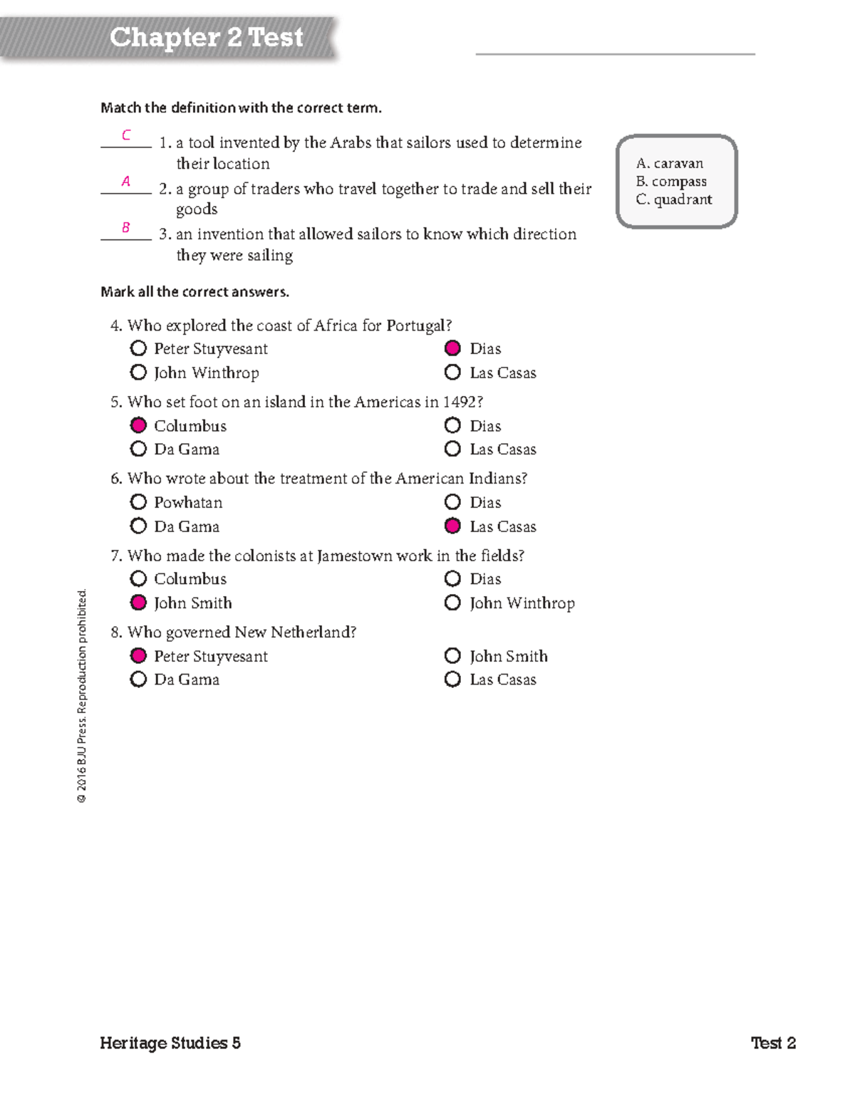 Heritage Studies 5: Chapter 2 Test - Studocu