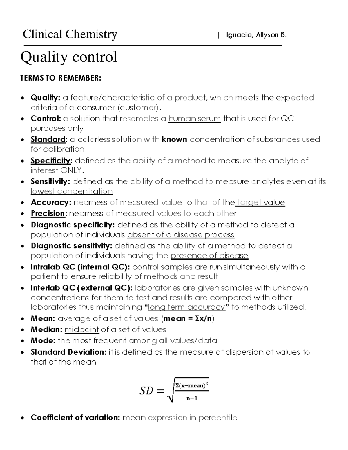 Clinical Chemistry Exam Reviewer Notes (CHEM 101) - Studocu