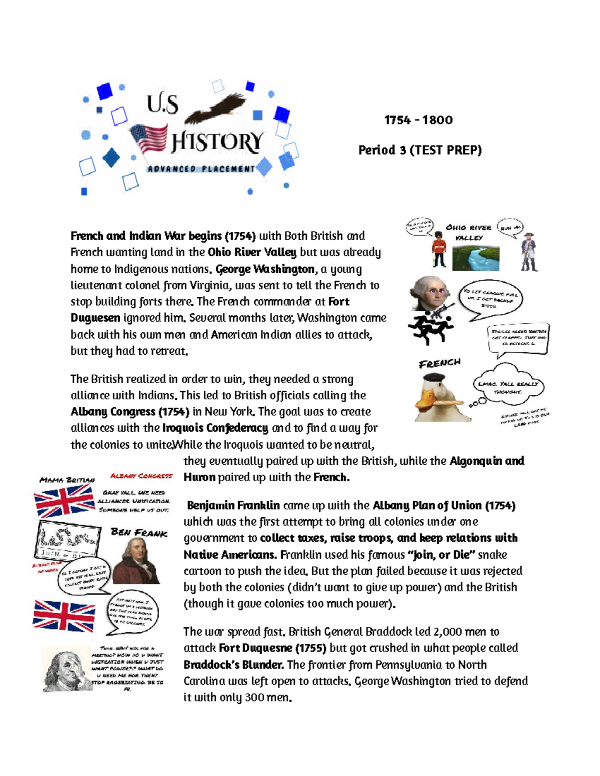 1754-1800 Period 3 (TEST PREP) Overview of the French and Indian War ...