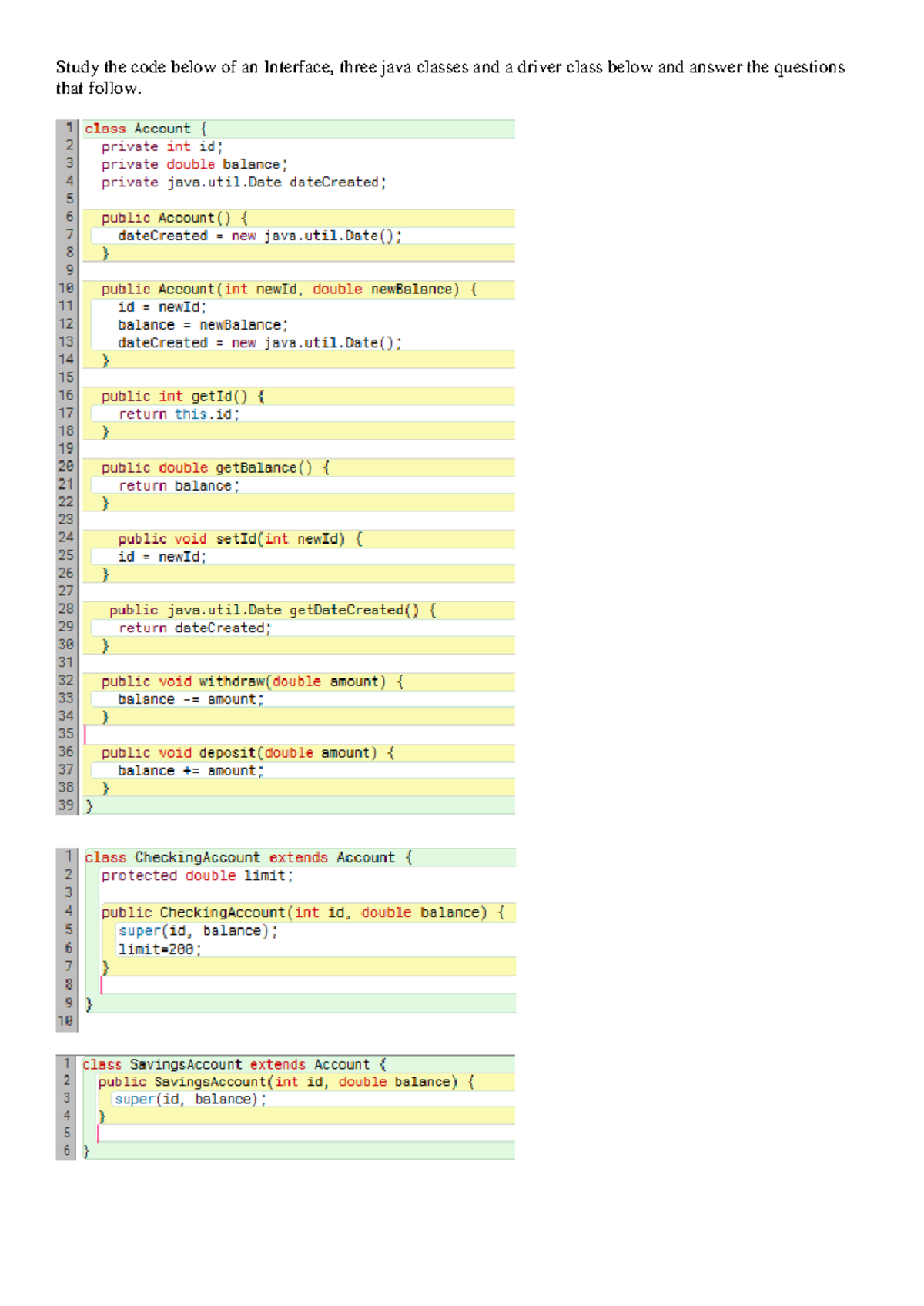 Class Test 1 Memo - Java Interface & Class Implementation Review - Studocu