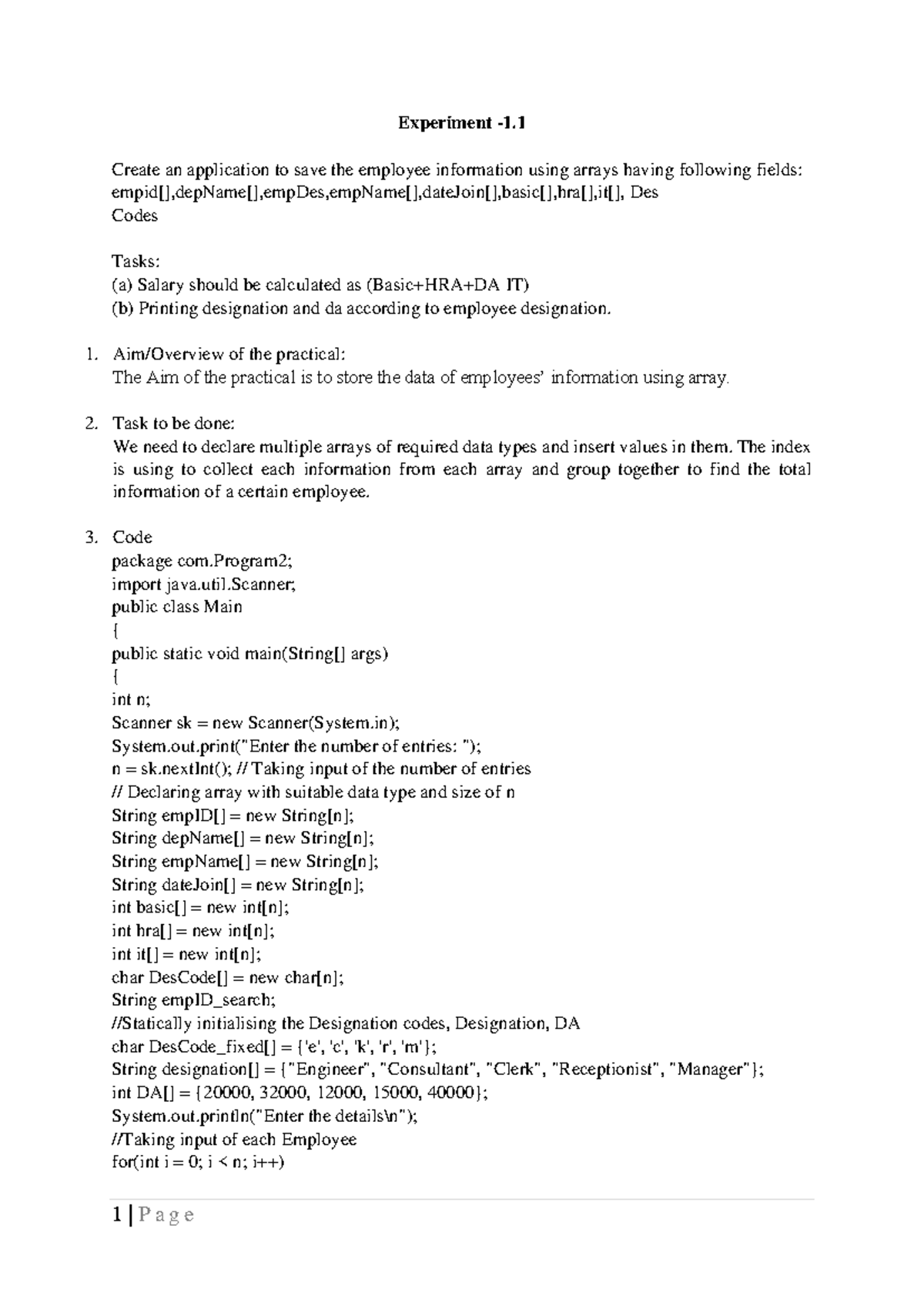 PBLJ Lab Manual - Experiment - 1. Create an application to save the ...
