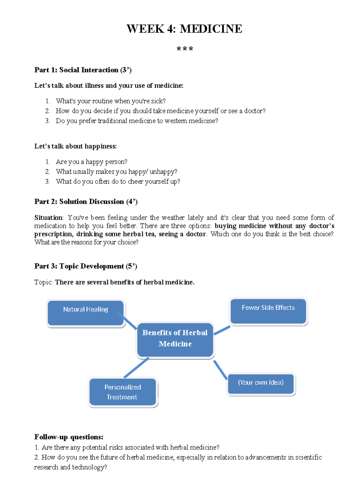 Week 4 Unit 3 Medicine: Social Interaction & Herbal Medicine Insights - Document Preview