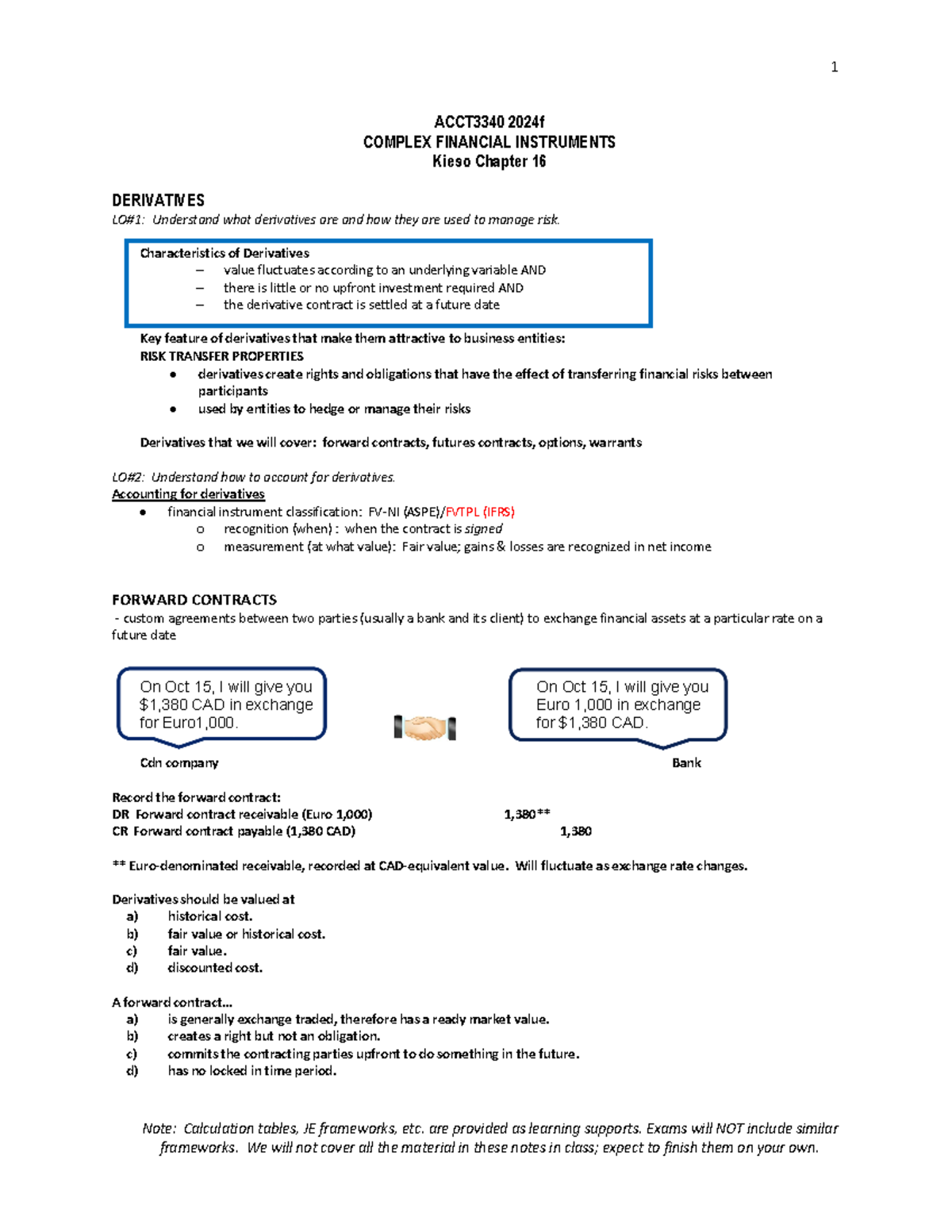 ACCT3340 Class Notes: Complex Financial Instruments Overview - Studocu