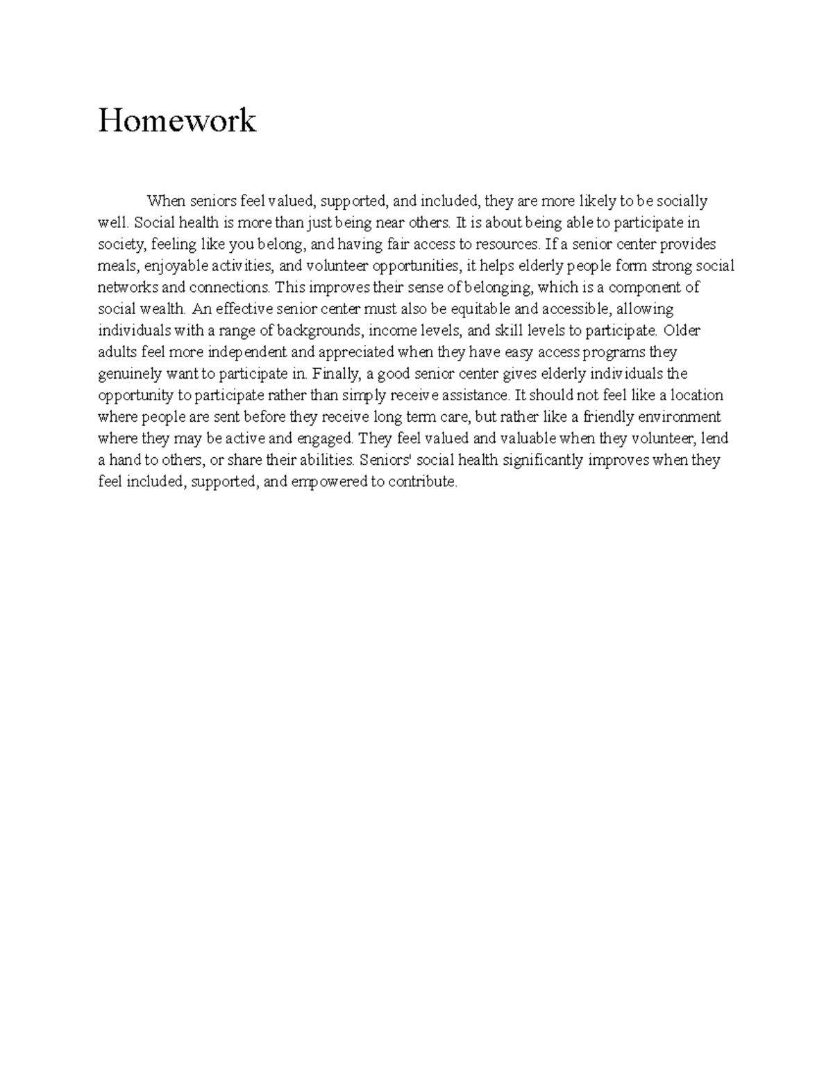 Homework #4 (Feb 12) - HS2711: Enhancing Social Health in Seniors - Studocu