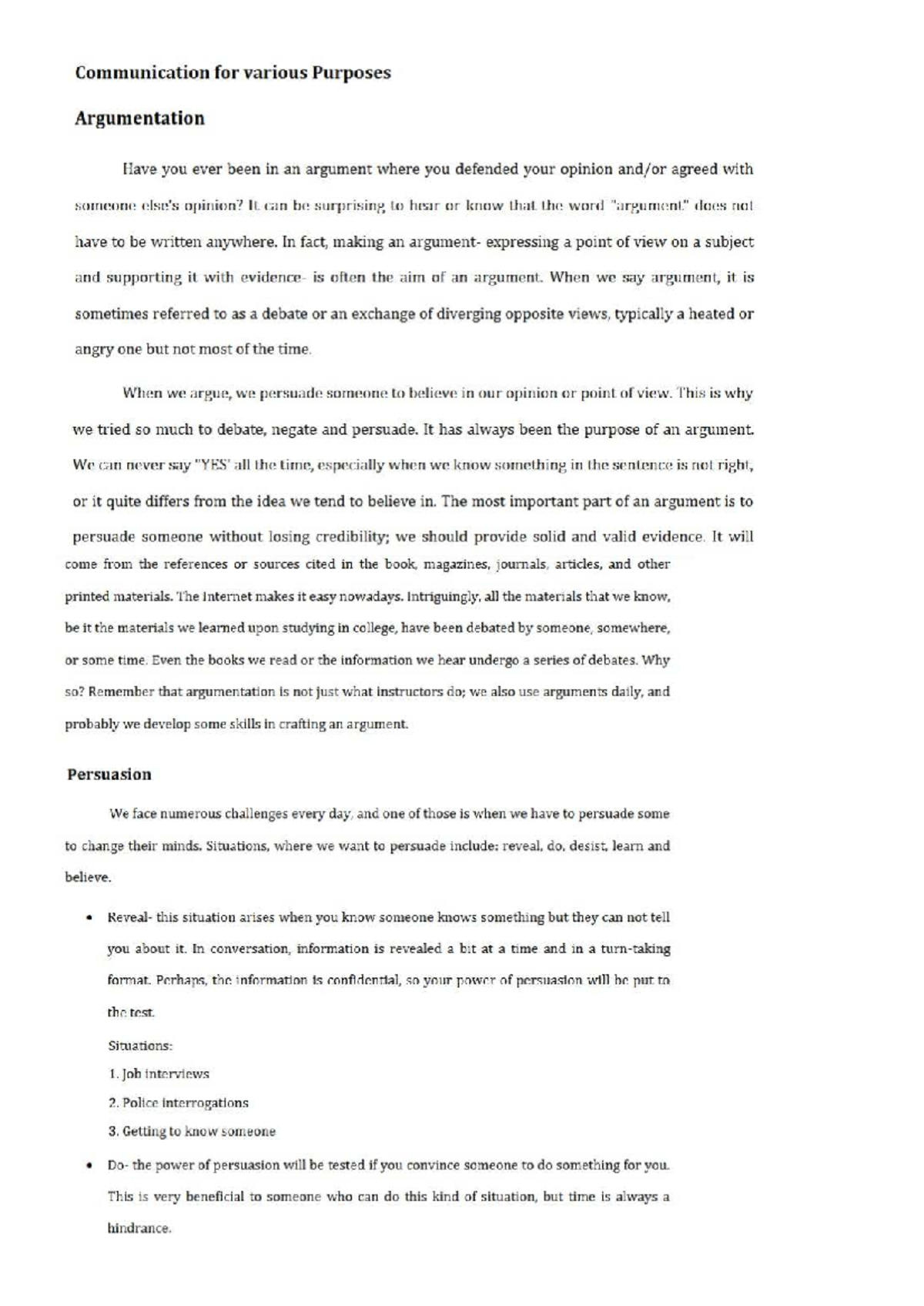 Purposive Communication: Argumentation & Strategies (Lessons 4-6b ...