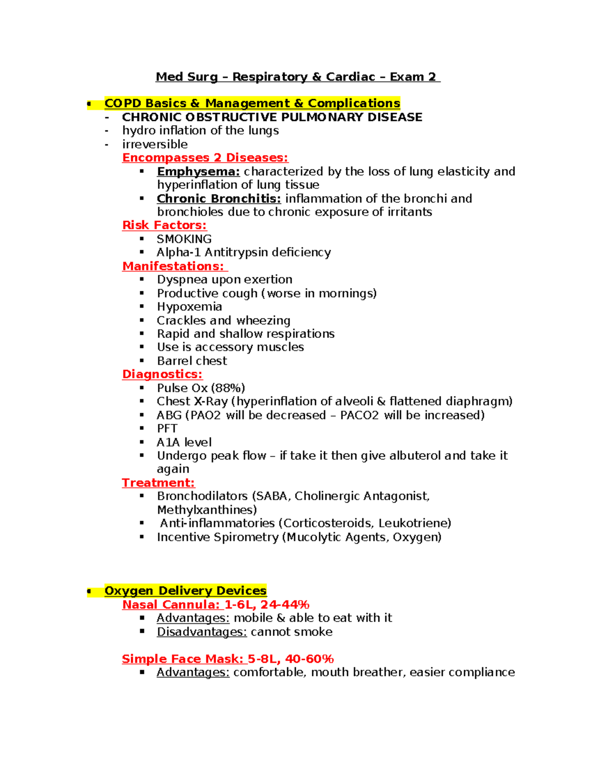 Med Surg 2 Exam 2 Study Guide: COPD, Hypertension, and Pneumonia - Studocu
