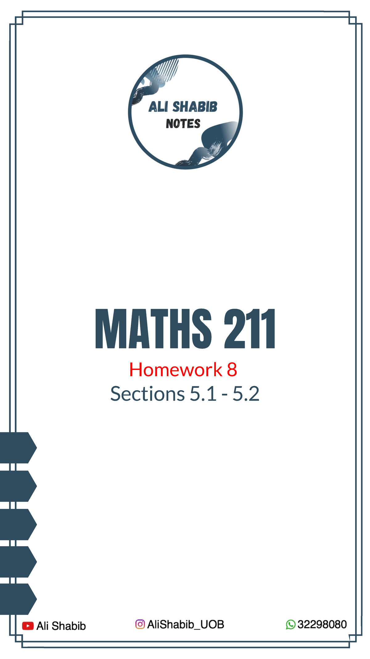 MATHS211 Homework 8 Solutions and Guidance for Students - Studocu