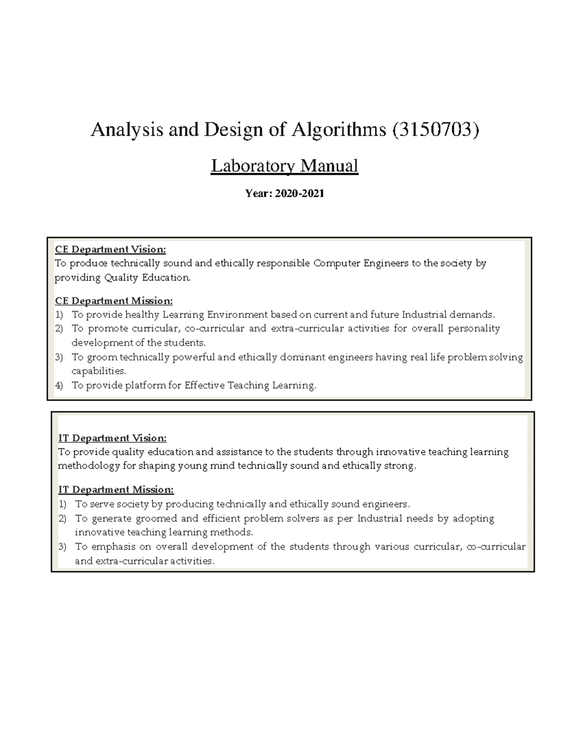 ALL ADA UNIT LIST - AnalysisSYLLABUS and Design of Algorithms - 3150703 ...