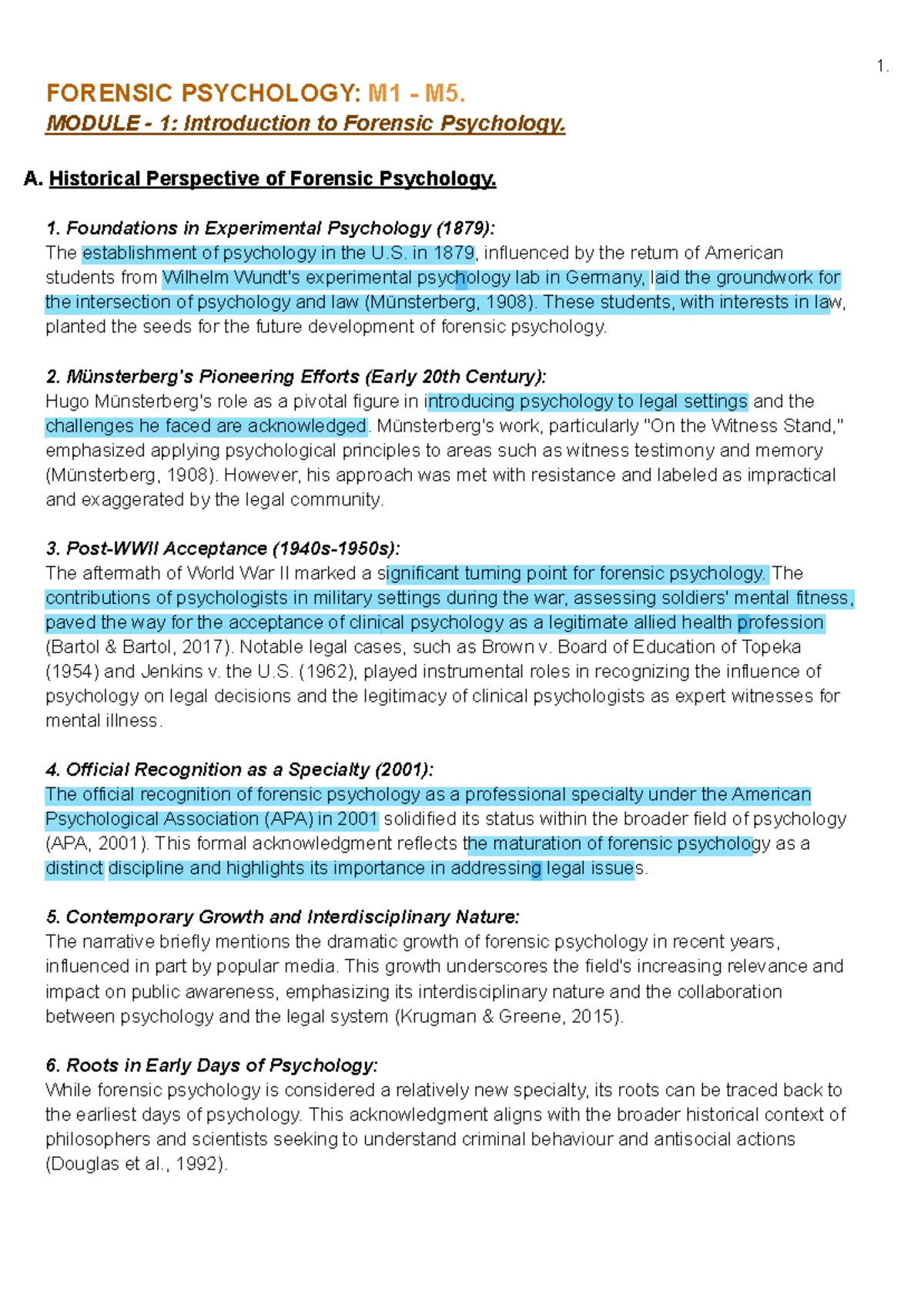 Forensic Psychology - Lecture Notes on Models of Criminal Behavior ...