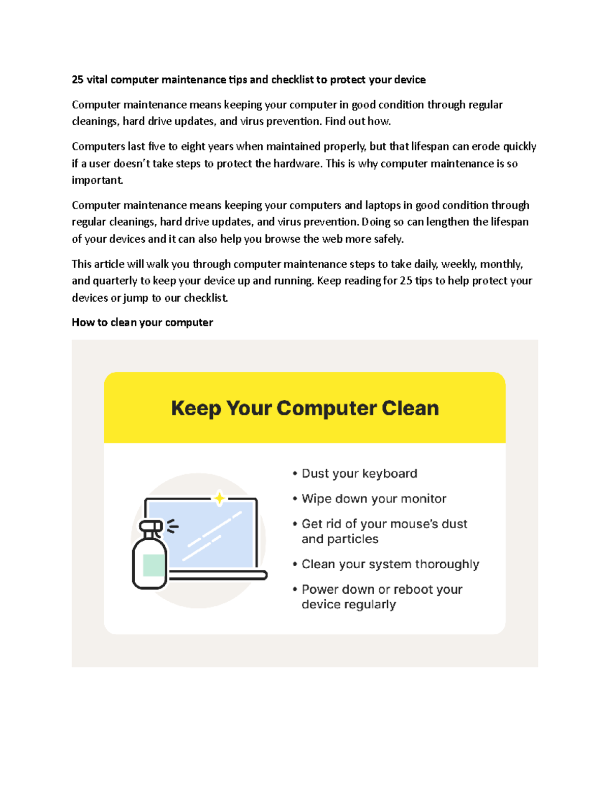 25 vital computer maintenance tips and checklist to protect your device ...