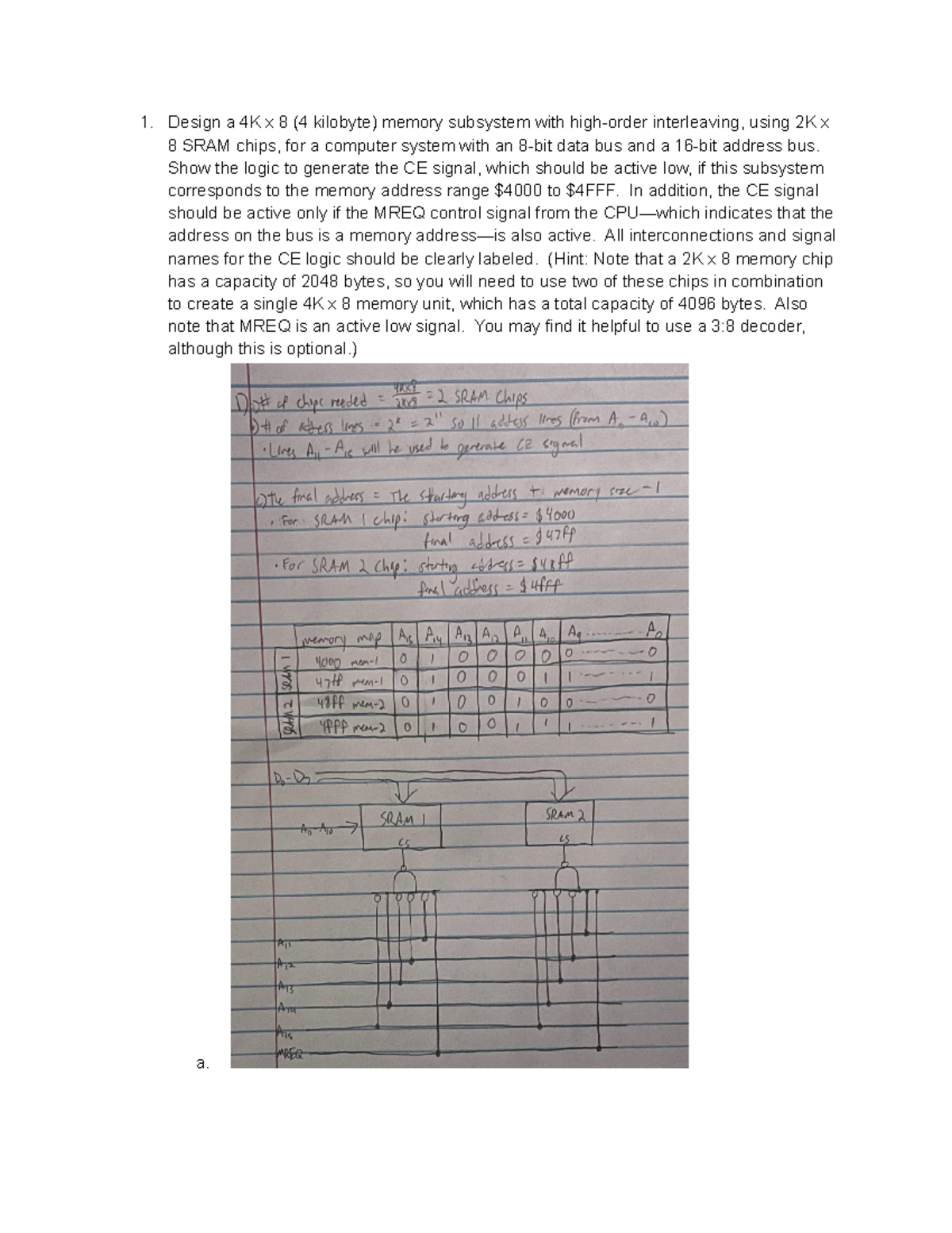 Design & Logic for Memory Subsystem - Homework 5 - Studocu