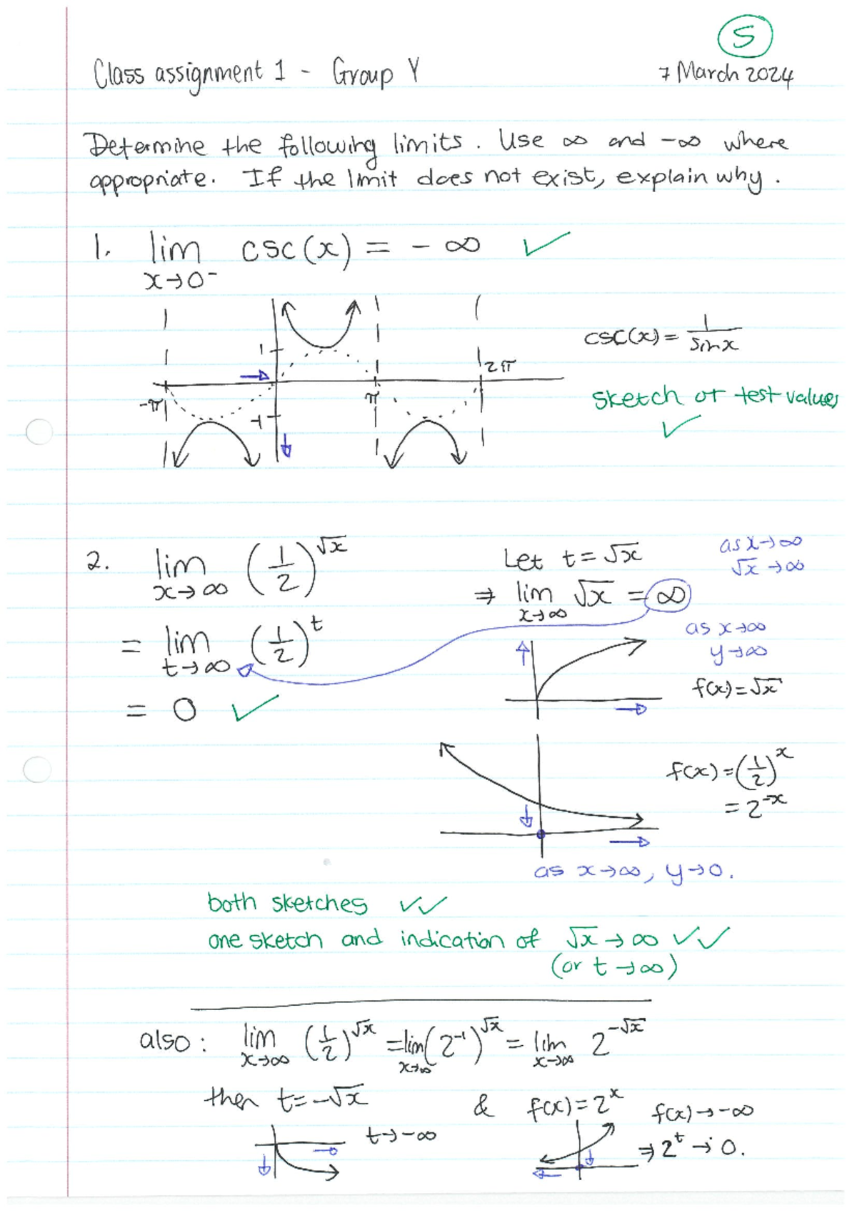 S Class Assignment 1: Limit Determination and Analysis - Studocu