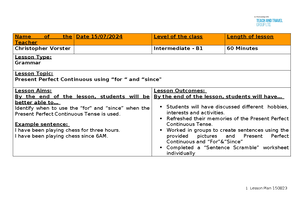 [Solved] Lesson plan for the first conditional warmer stage for a class ...