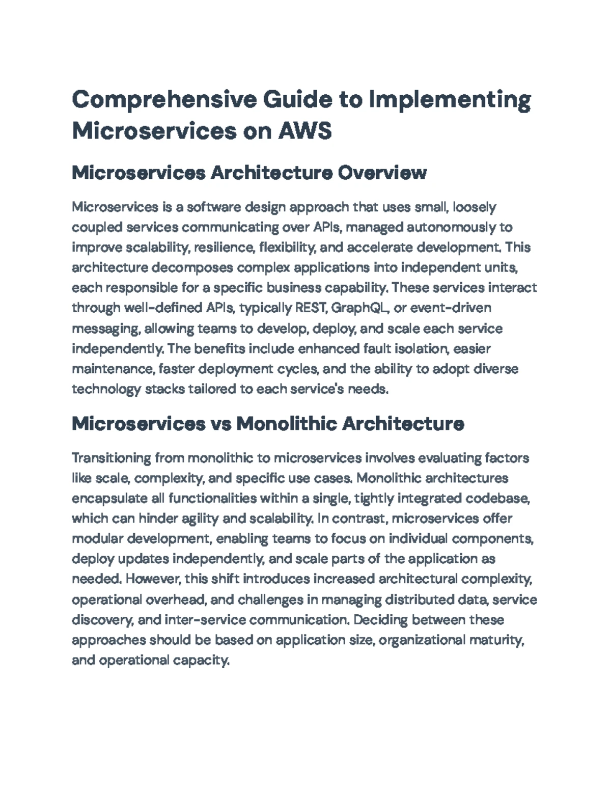 Implementing Microservices on AWS: Comprehensive Guide & Patterns - Studocu