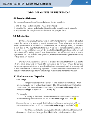 (LP2) UNIT 3 and 4 - Descriptive Statistics (STAT 1) - 2 | Descriptive ...
